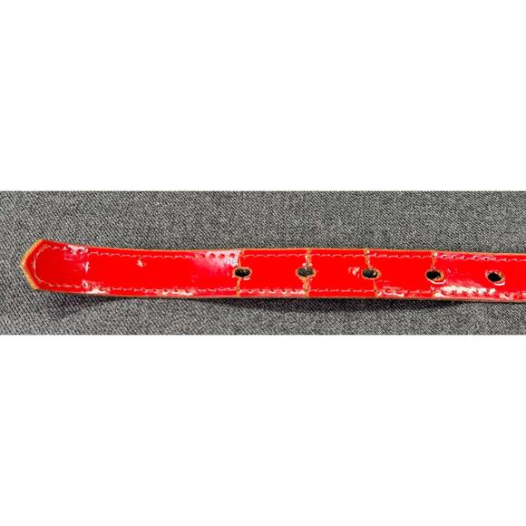 Vintage Post Modern Memphis Style Red Patton Leather Belt Size- XS/ S - Picture 9 of 10